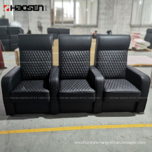 S062 High Quality project customize black Movie leather sofa